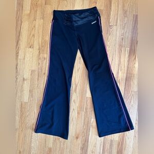 Bebe Sport activewear yoga pants- pink piping faux leather accent at waist